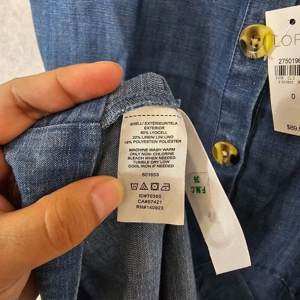 Loft Womens NEW Sleeveless Denim Chambray Dress Size 0 Full Button Summer Spring - Picture 7 of 10